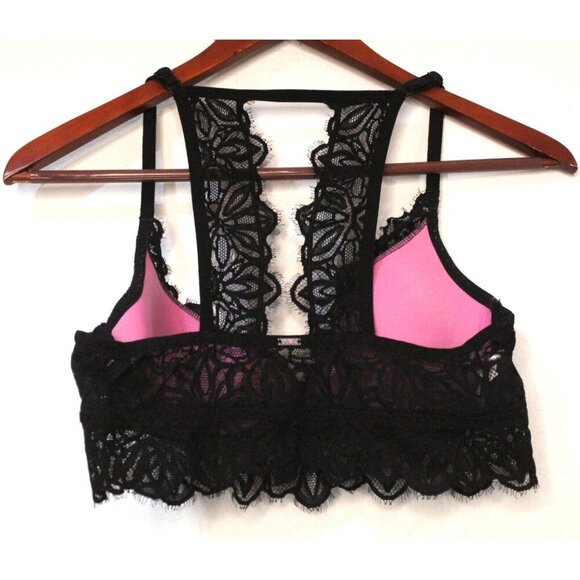 Pink By Victoria Secret Lace Bralette Halter Padded Push Up Bra Size Medium - Picture 3 of 11